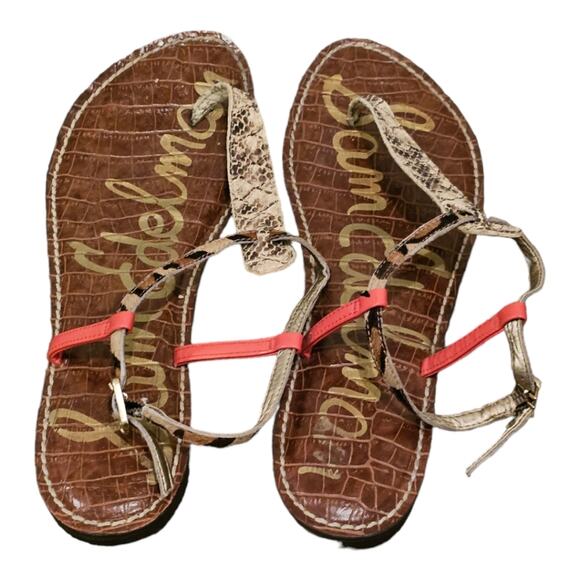 Sam Edelman Gigi Leopard Snake T-Strap Toe Post Sandals Women's sz 9 - Picture 7 of 8